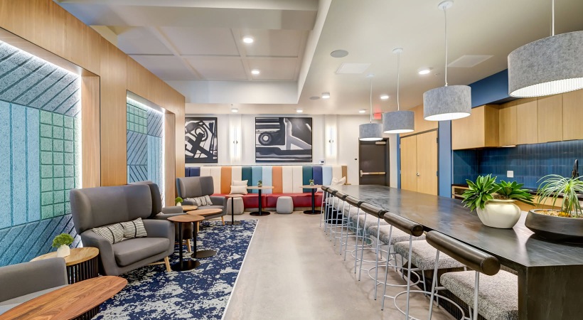 Elegance everywhere you look clubhouse kitchen with long island