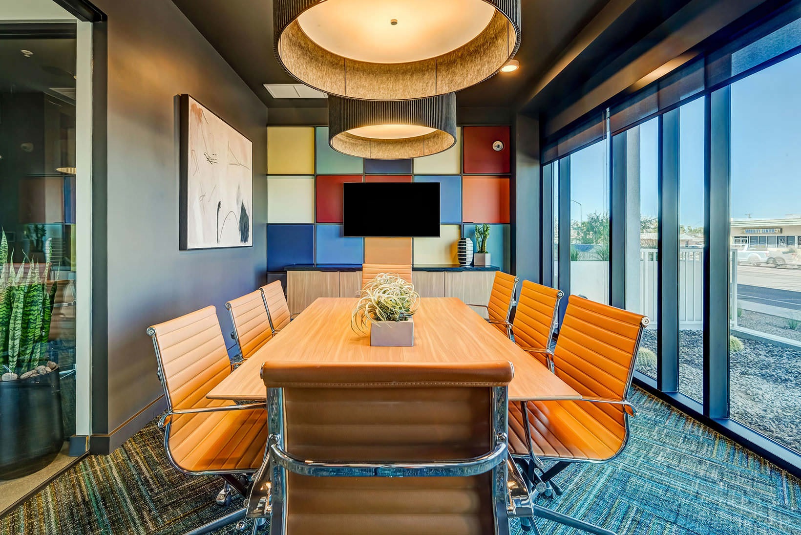 Enjoy our resident-only features conference room with table and chairs