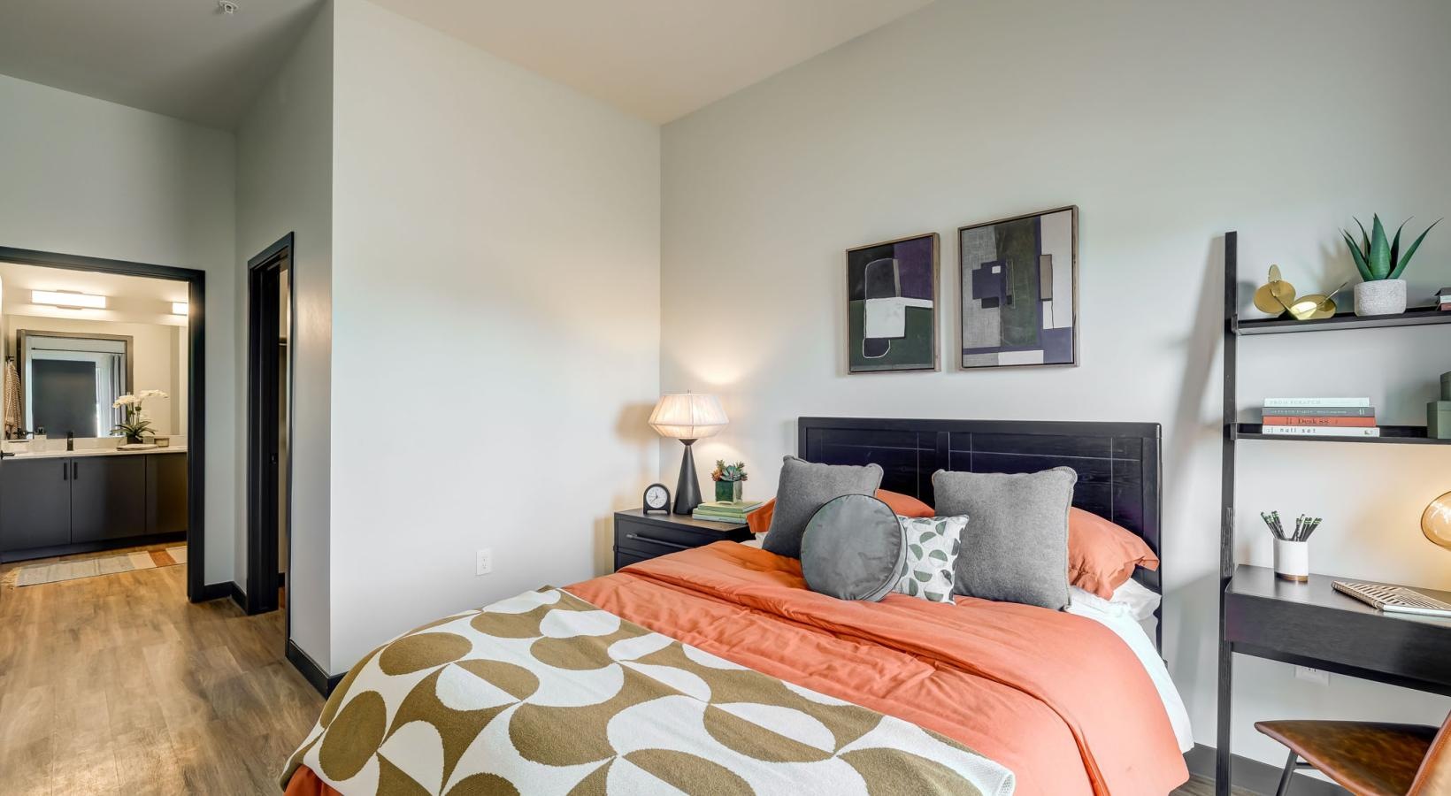 Sleep in style a bedroom with a bed and a table